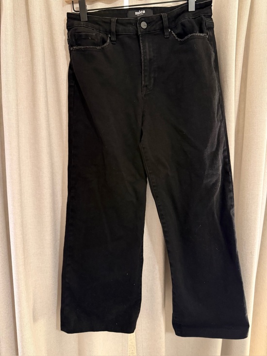 Mica Denim - Mica Cropped Wide Leg Black Jeans 29